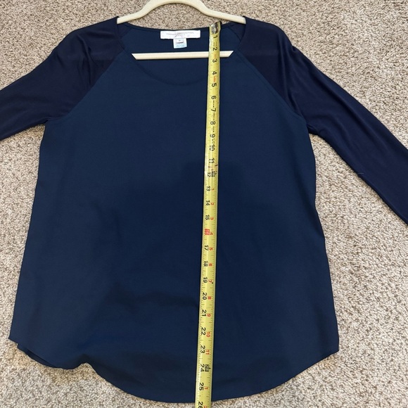 French Connection Classic Navy Long Sleeve Top Minimalist Workwear M - Picture 6 of 9